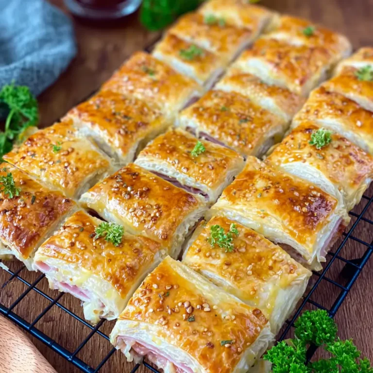 Blätterteig gefüllt mit Schinken und Käse