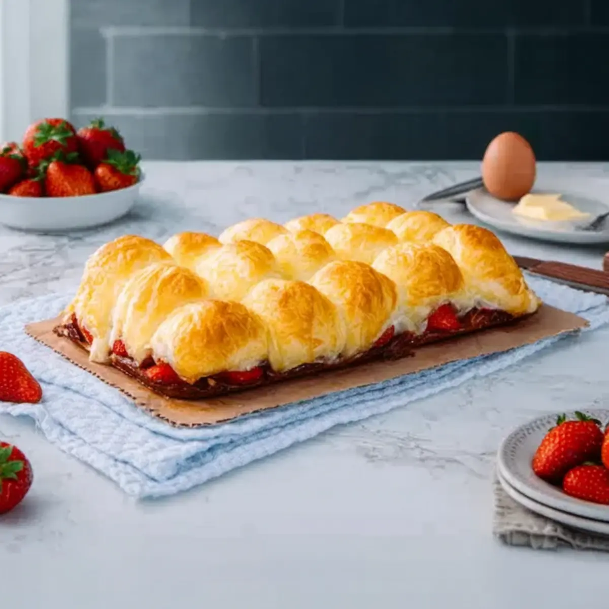 Blätterteigkuchen mit Erdbeeren aus dem Eierkarton