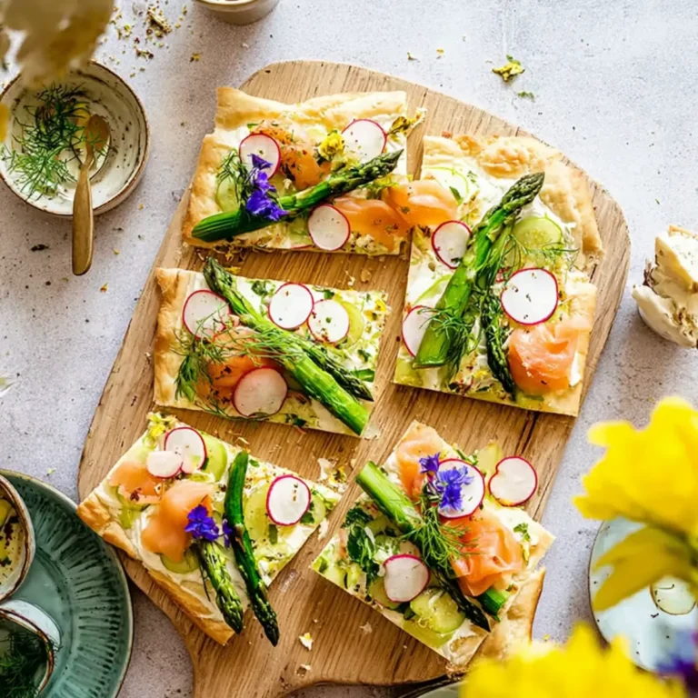 Frühlings Flammkuchen mit Spargel und Radieschen