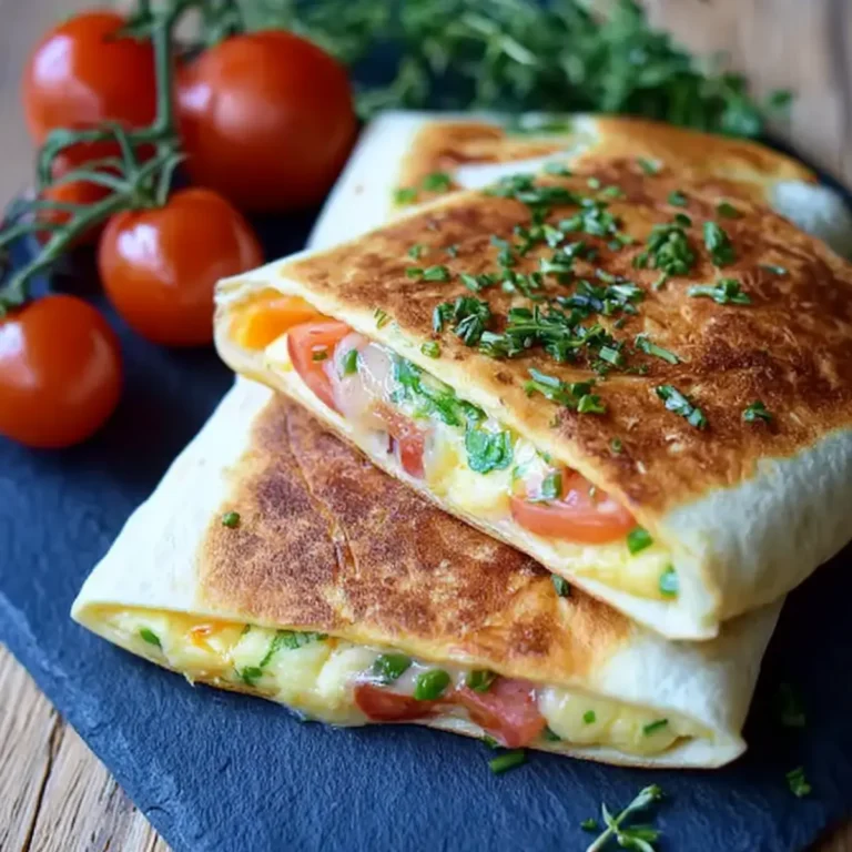 Frühstückswrap mit Ei Käse und Tomaten
