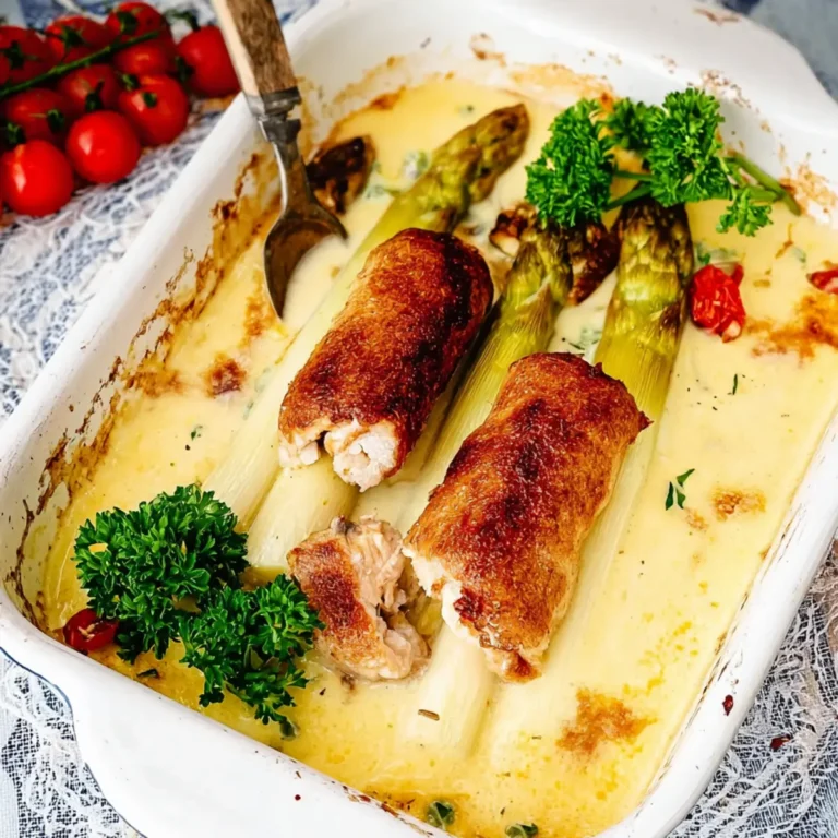 Gebackene Spargel Schnitzelröllchen