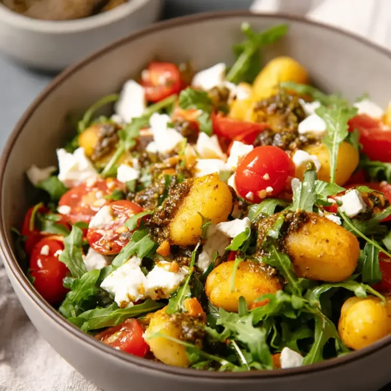Gnocchi Salat mit Feta und Pesto