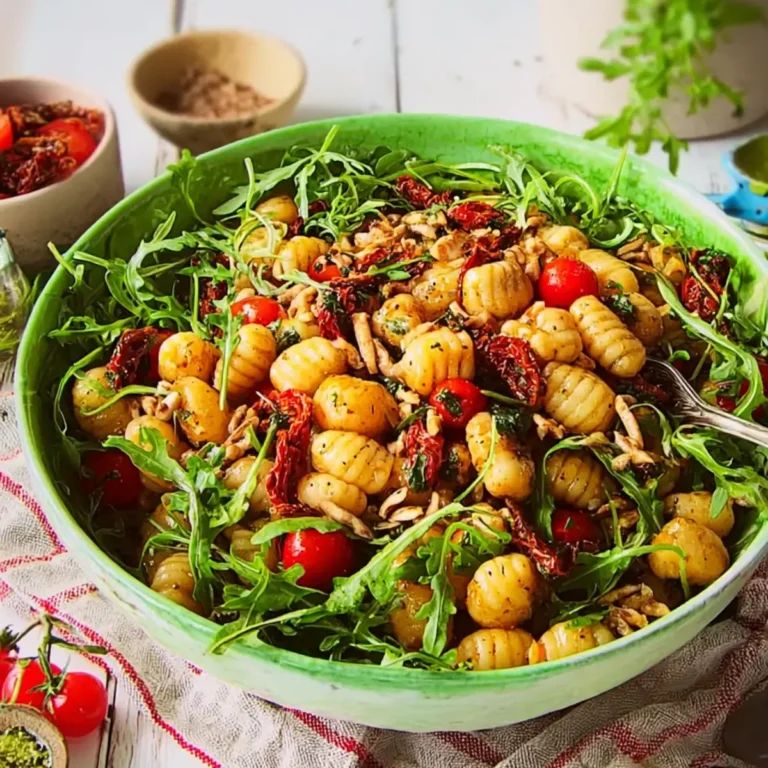 Gnocchi Salat mit Rucola und getrockneten Tomaten