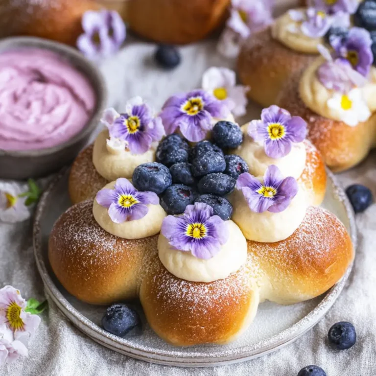 Hefeteig Blumen mit Puddingfüllung