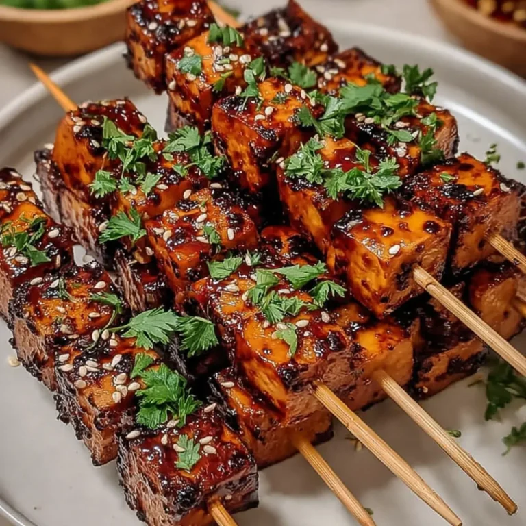 Knoblauch Soja Glasierte Tofu Spieße