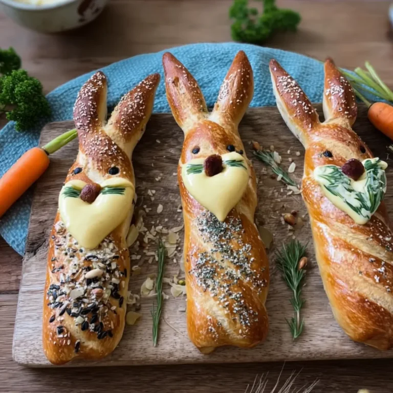 Laugenstangen Hasen mit Karotten Creme