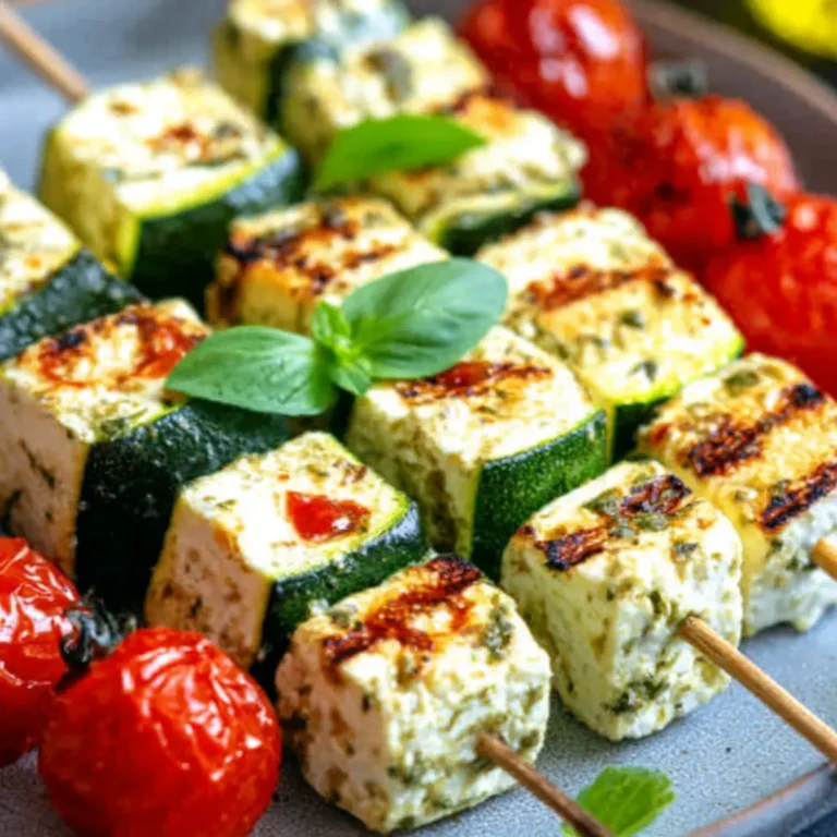 Low Carb Feta Spieße im Zucchini Mantel