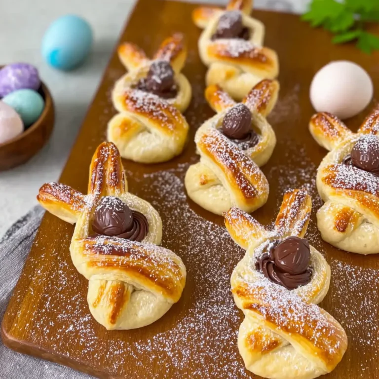 Osterhasen aus Blätterteig mit Schoko Füllung