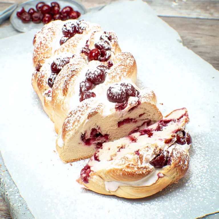 Quarkzopf mit Sauerkirschen