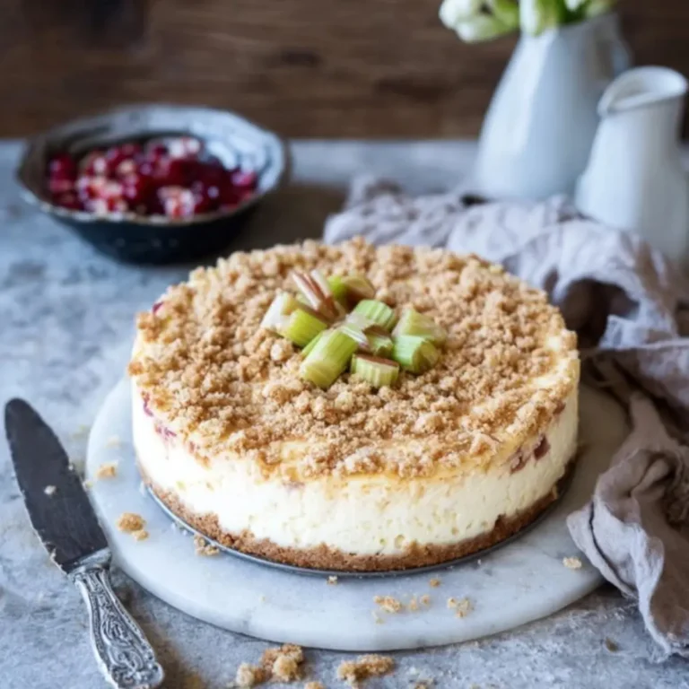 Rhabarber-Cheesecake mit Streuseln