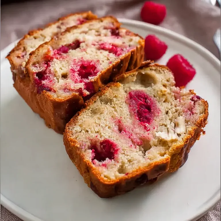 Bananenbrot mit Himbeeren