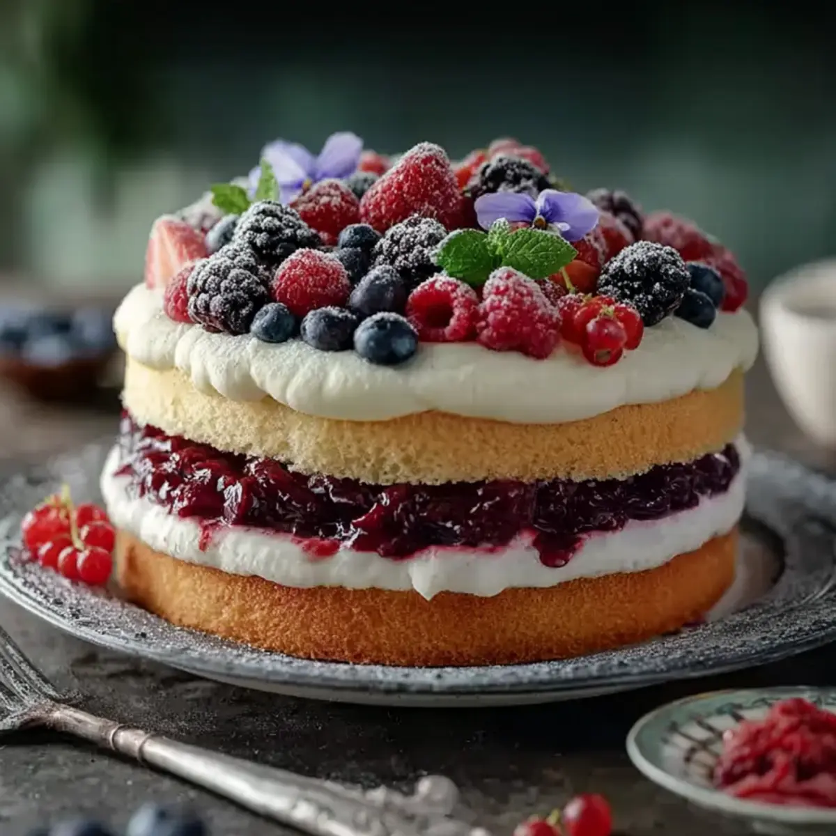 Beeren Cremetorte mit Biskuit