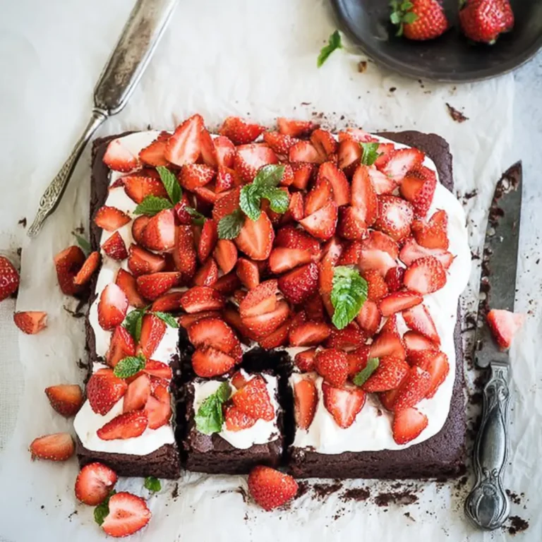 Brownie mit Mascarpone und Erdbeeren