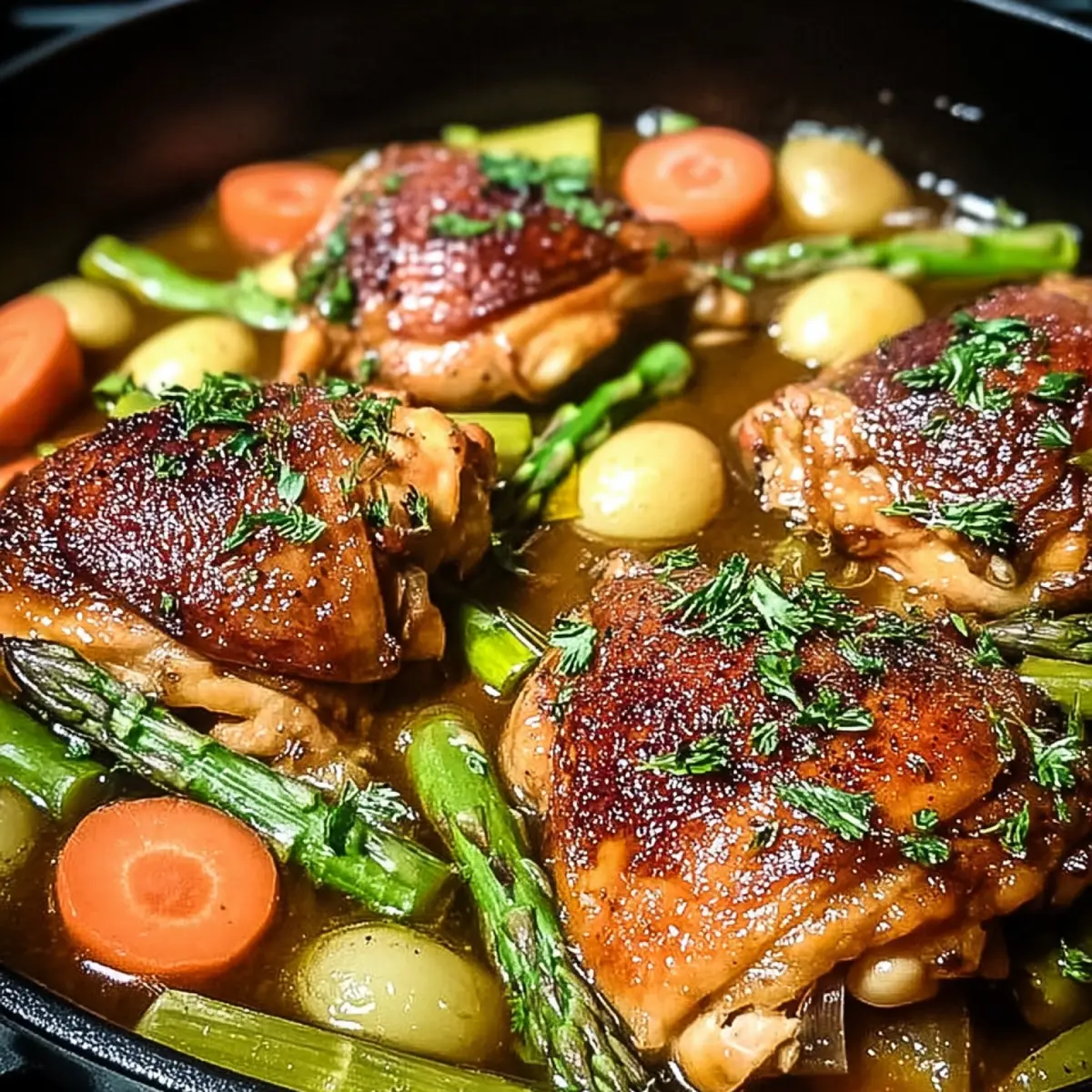 Dutch Oven Hähnchenkeulen mit Frischem Gemüse
