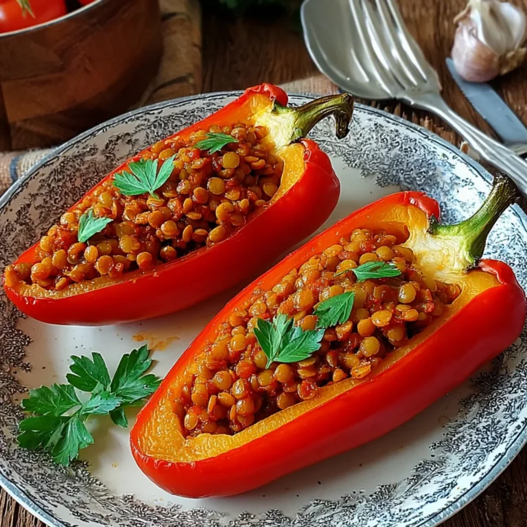 Gefüllte Spitzpaprika mit roten Linsen