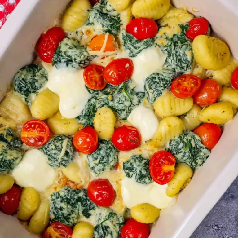 Gnocchi Auflauf mit Spinat, Tomate und Mozzarella