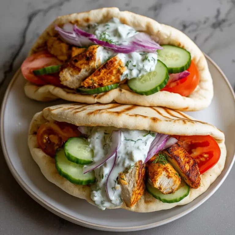 Griechische Chicken Pitas mit Tzatziki