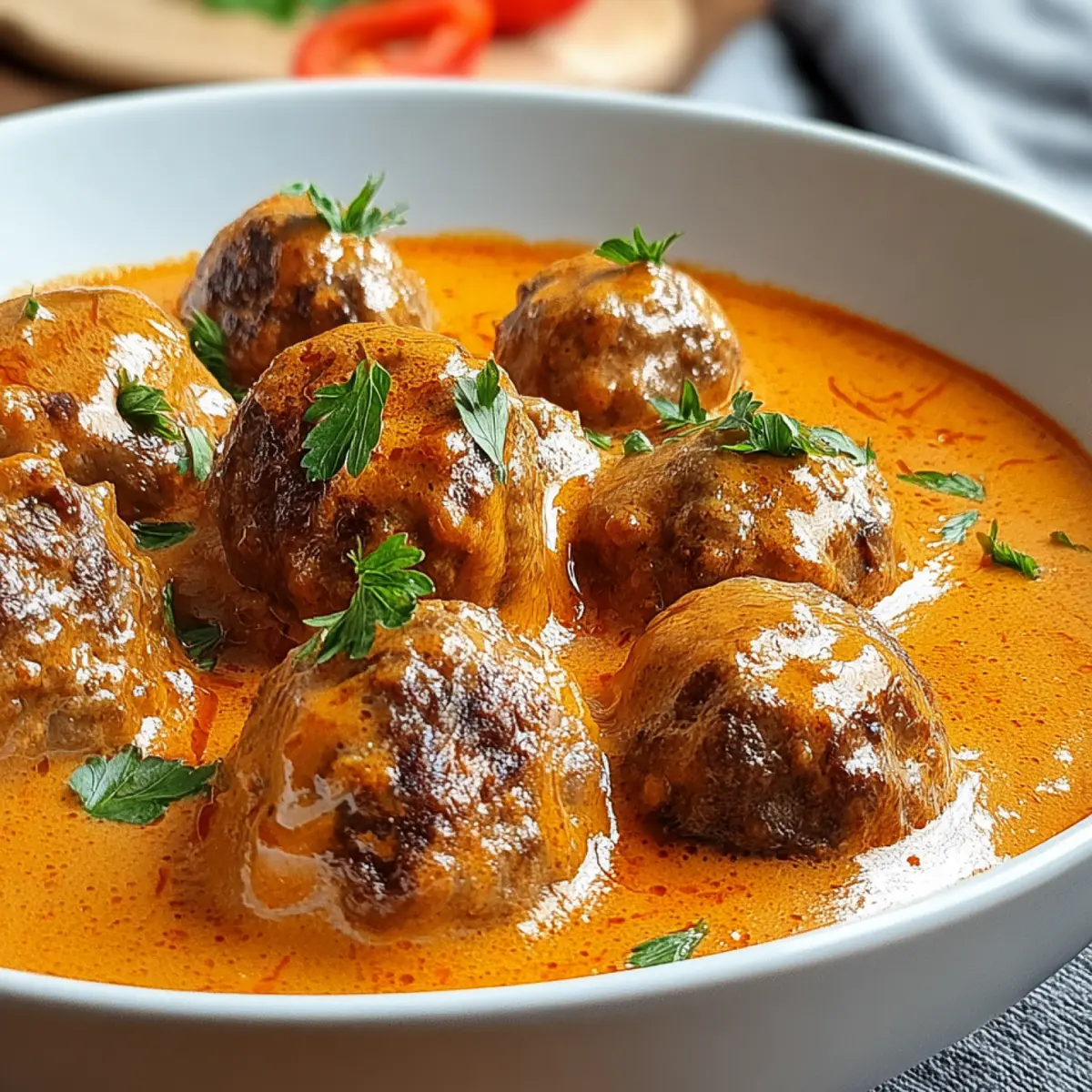 Hackbällchen in cremiger Paprikasoße