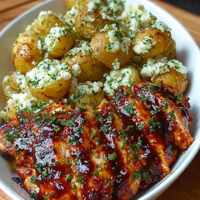 Honig BBQ Hähnchen mit Knoblauch Parmesan Kartoffeln