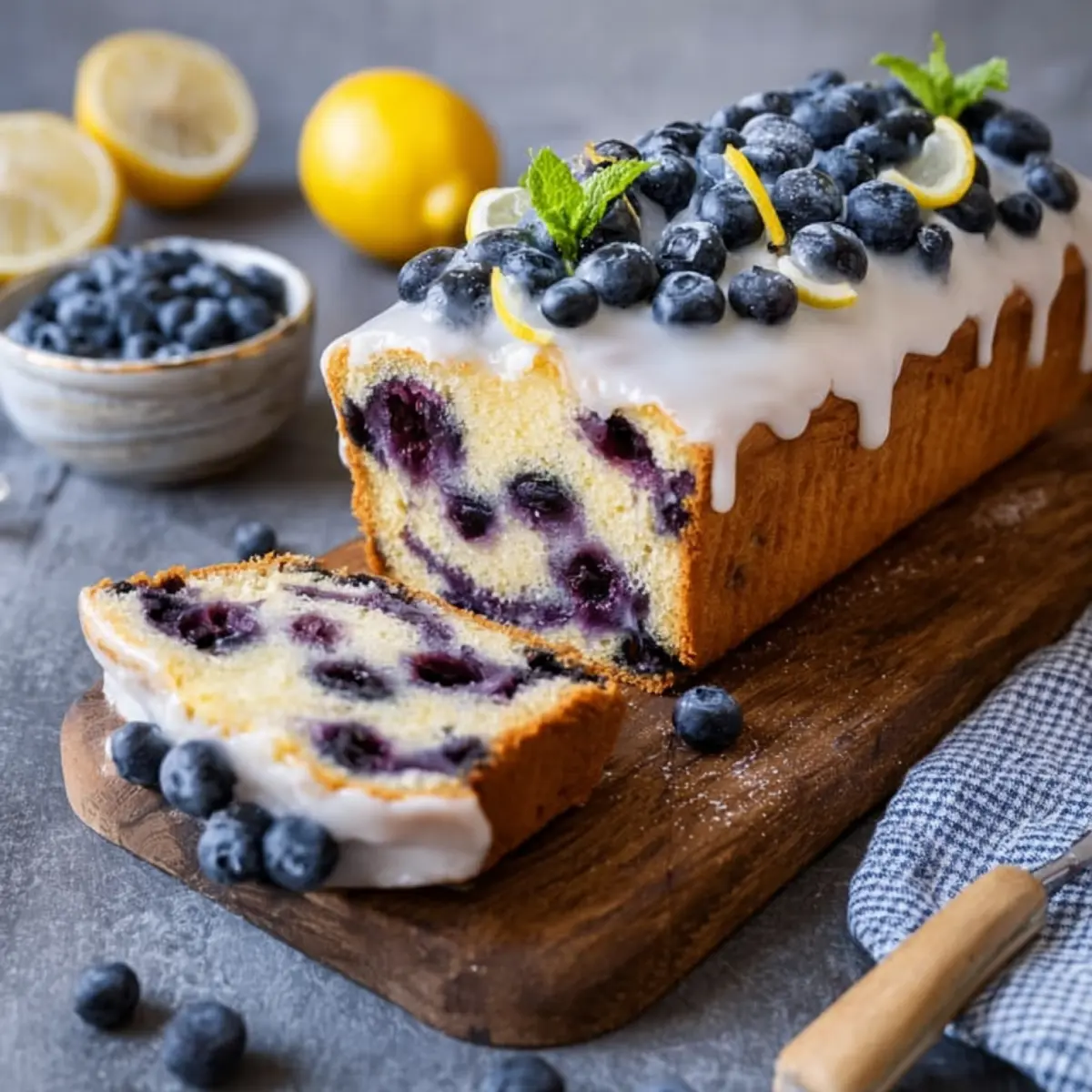 Joghurtkuchen mit Blaubeeren und Zitrone