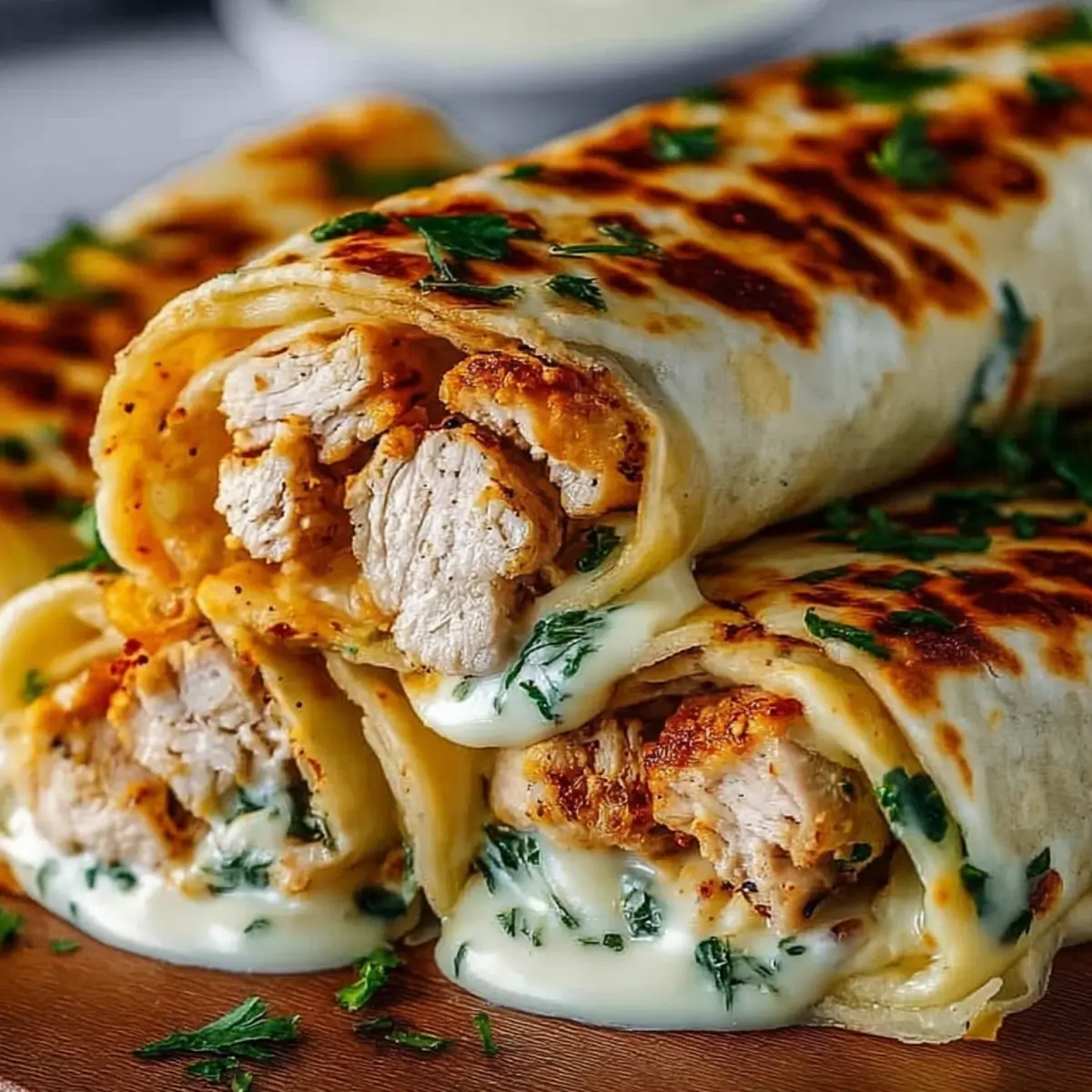 Low Carb Käse Knoblauch Hähnchen Wraps