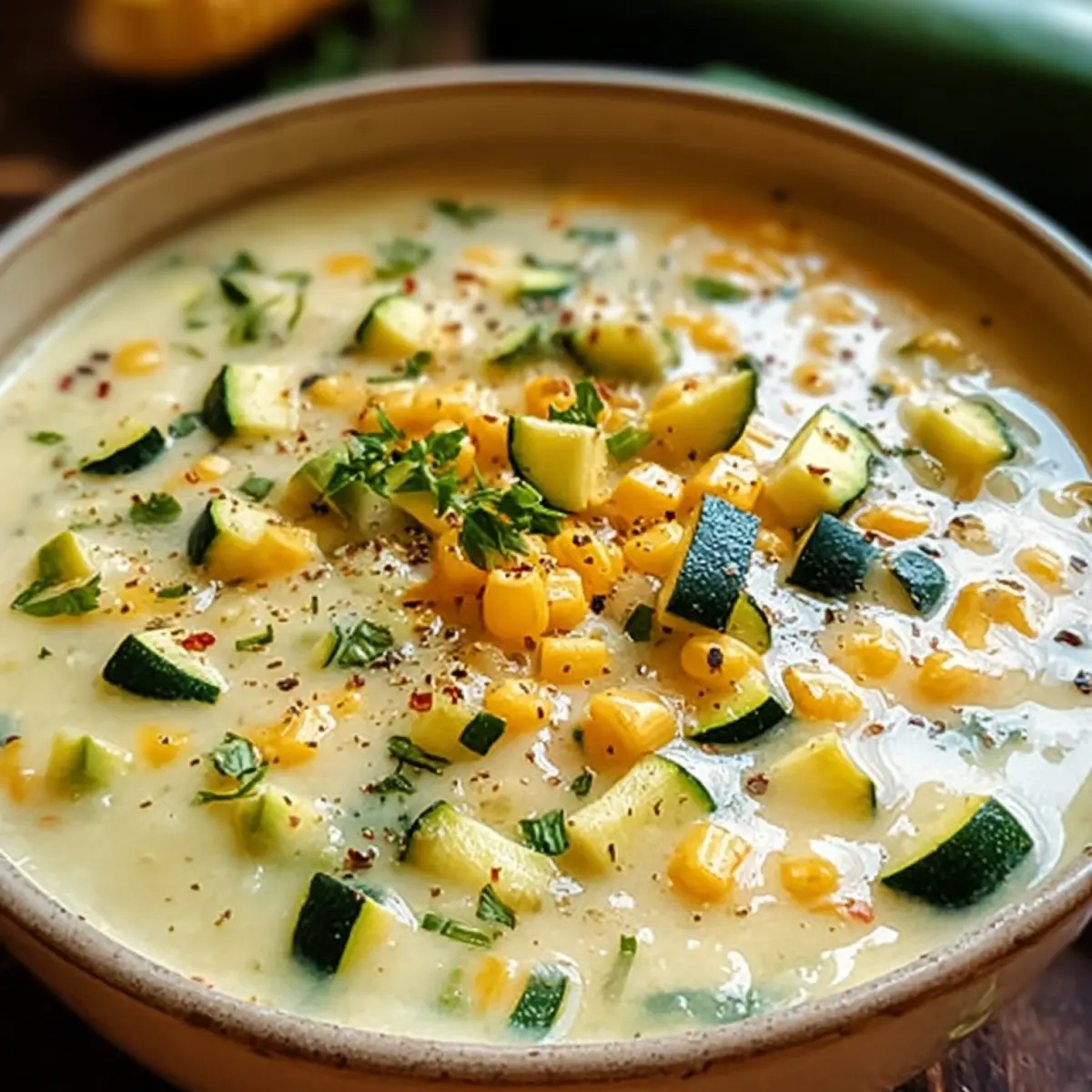 Maissuppe mit Zucchini