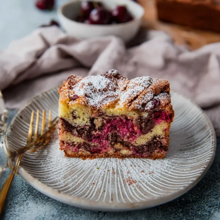 Marmorkuchen mit Kirschen vom Blech