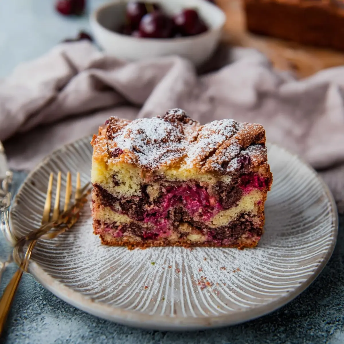 Marmorkuchen mit Kirschen vom Blech