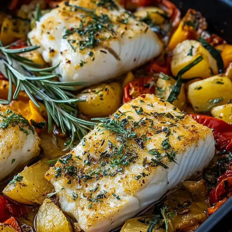 Mediterran gebackene Fischfilets