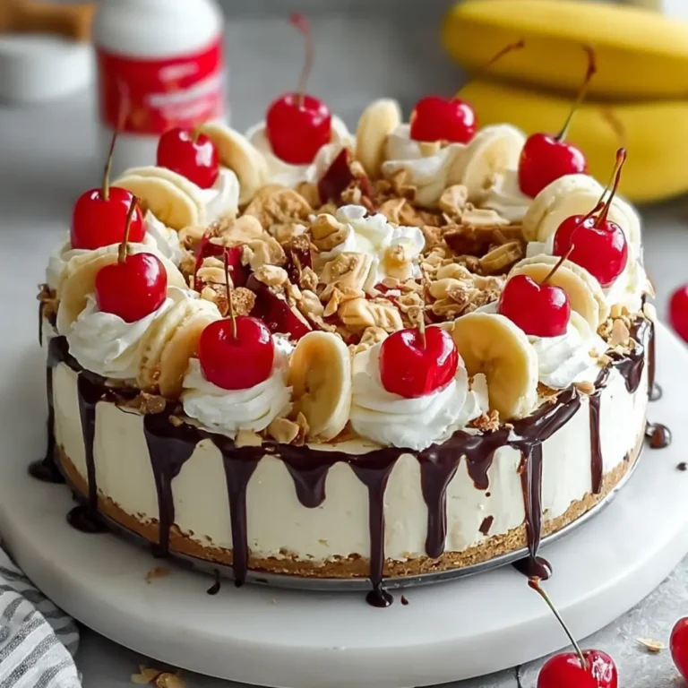 No Bake Banana Split Cheesecake