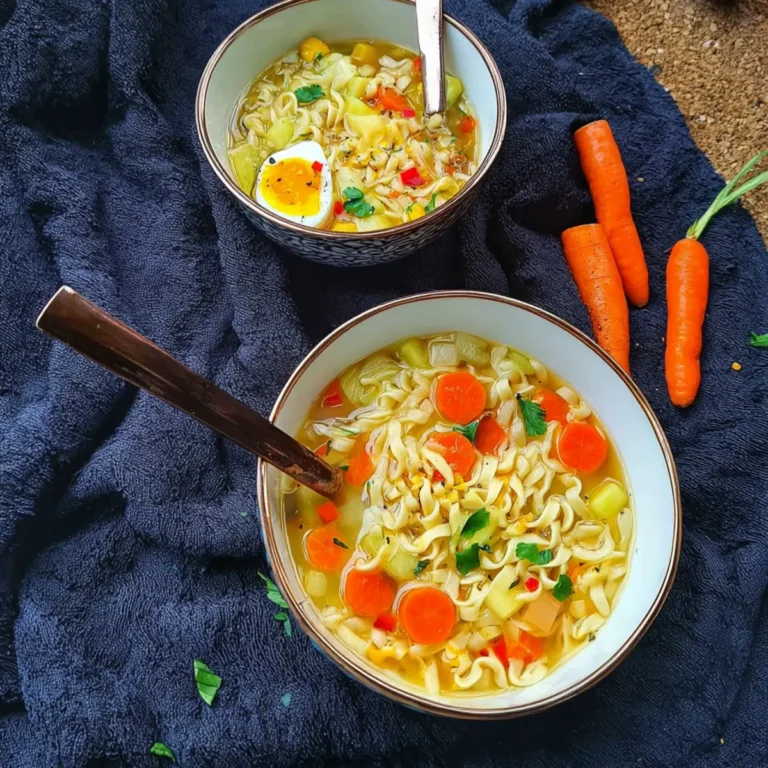 Nudelsuppe mit Möhre und Ei