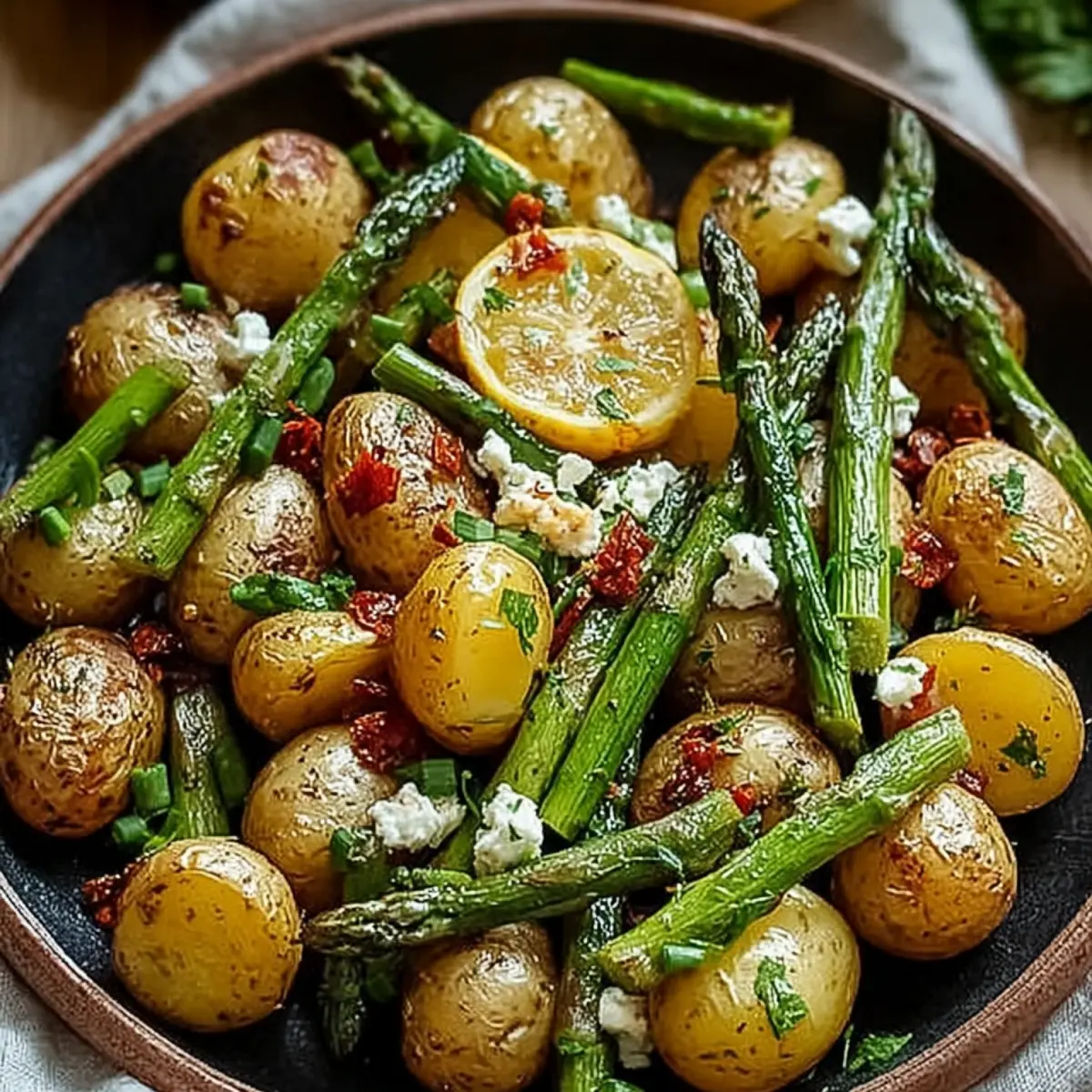 Ofenkartoffeln mit grünem Spargel