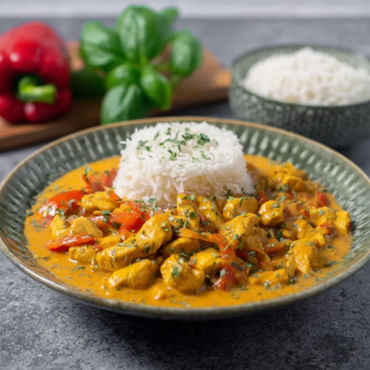 Paprika Hähnchen Geschnetzeltes mit Kokos