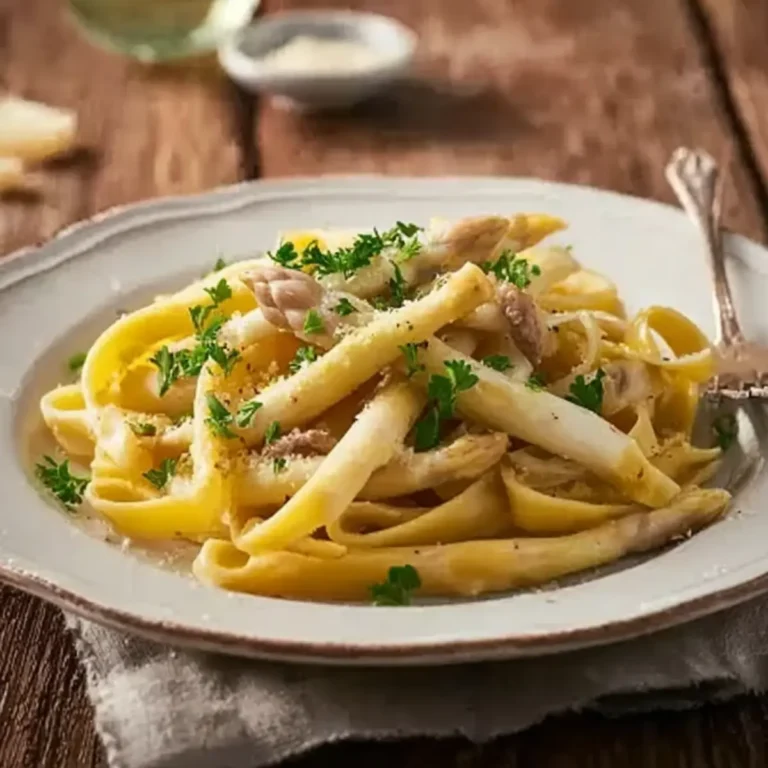 Pasta mit weißem Spargel