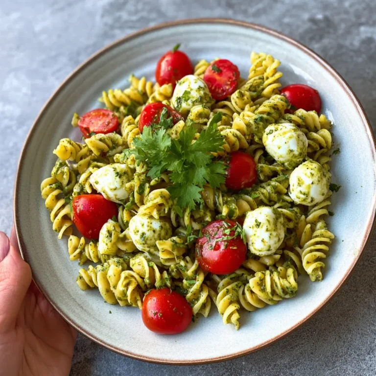 Pesto Nudelsalat mit Tomaten und Mozzarella