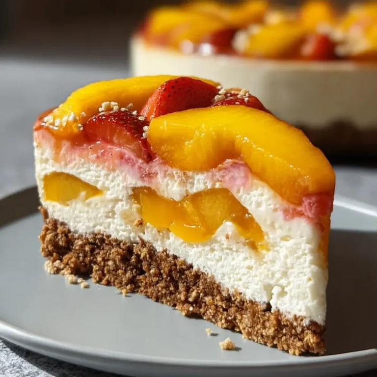 Pfirsichtorte ohne Backen mit Keksboden