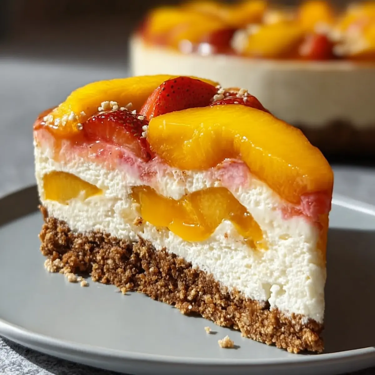 Pfirsichtorte ohne Backen mit Keksboden