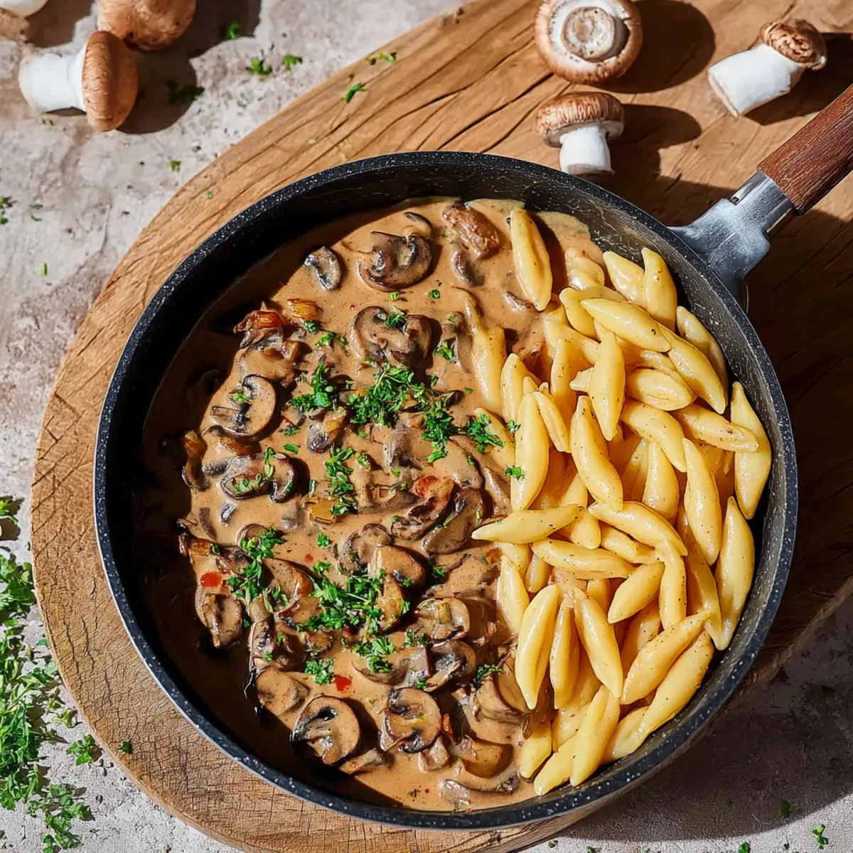 Pilzrahmsoße mit Schupfnudeln