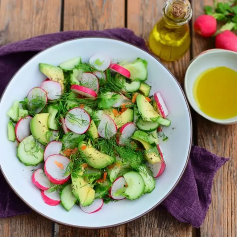 Radieschen Salat mit Gurke, Avocado & Dill