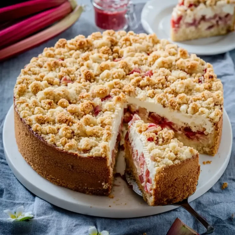 Rhabarberkuchen mit Schmand und Streuseln