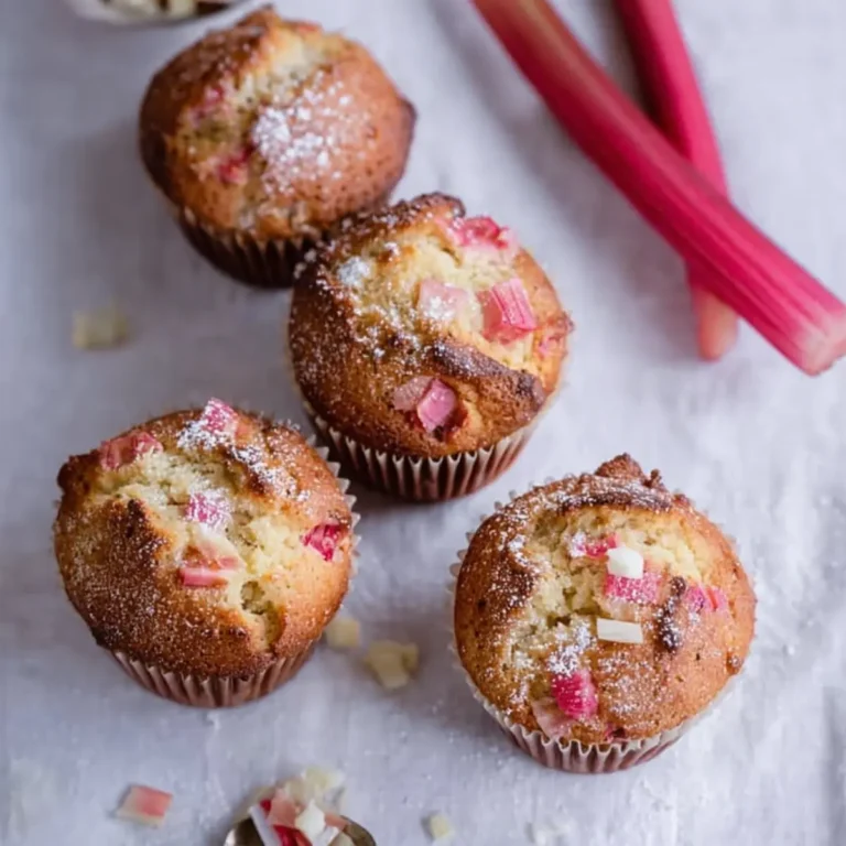 Rhabarbermuffins mit weißer Schokolade