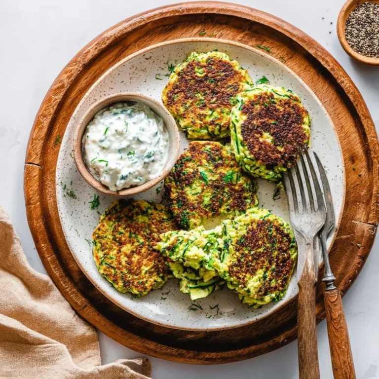 Vegane Zucchinipuffer mit Kräuterquark