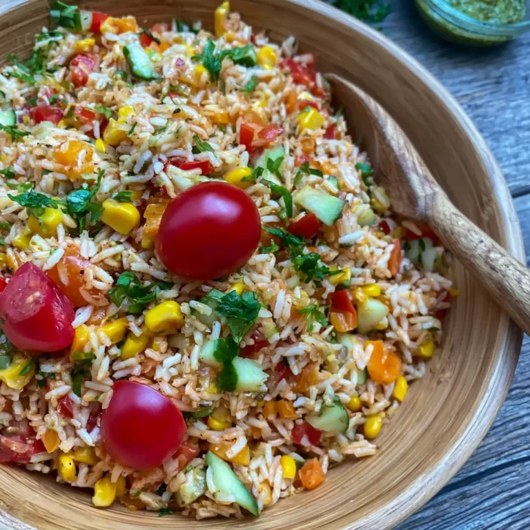 Bunter Reissalat mit Pesto Dressing