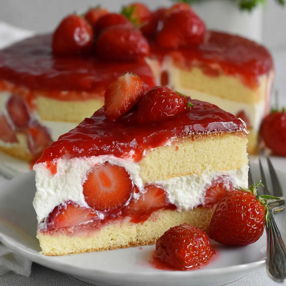 Erdbeertorte mit Biskuit und Quark