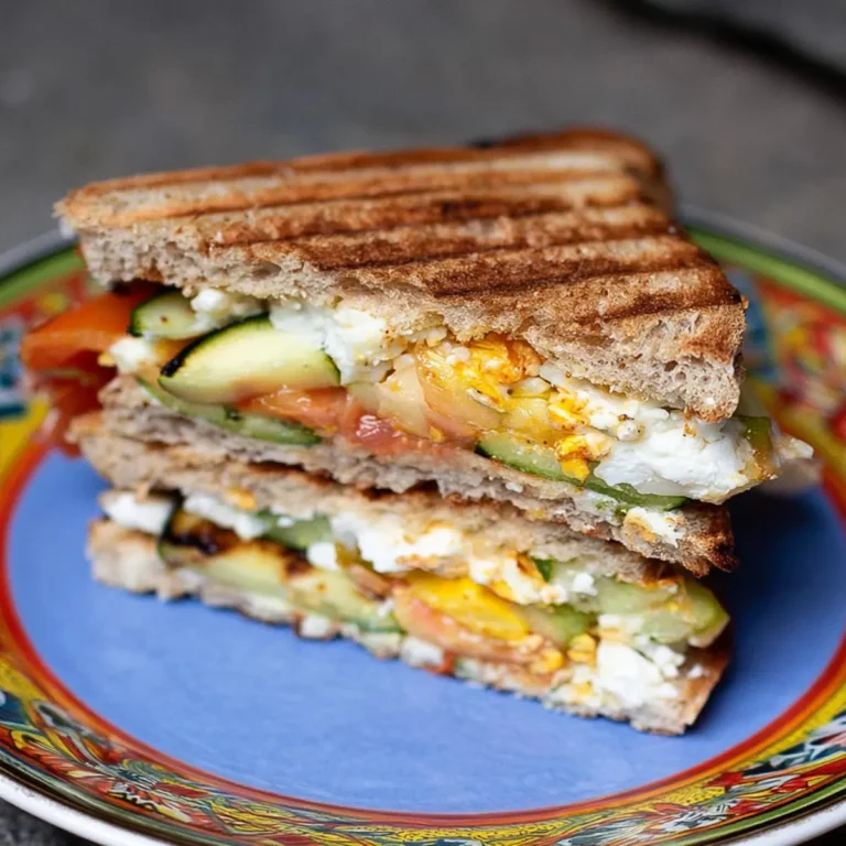 Gemüse Sandwich mit gegrillten Zucchini und Feta