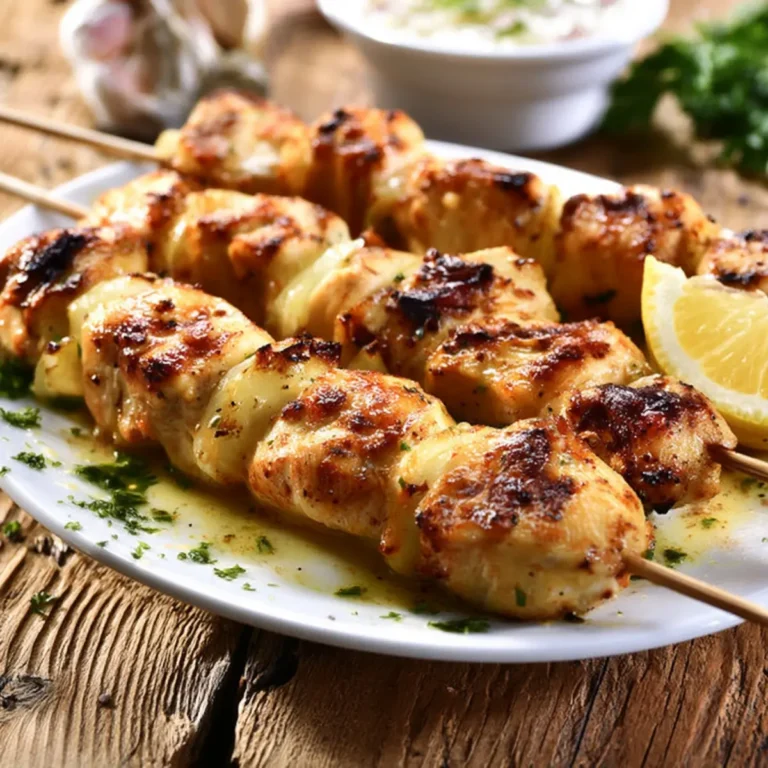 Hähnchen Spieße in Buttermilch, Zwiebeln und Knoblauch Marinade