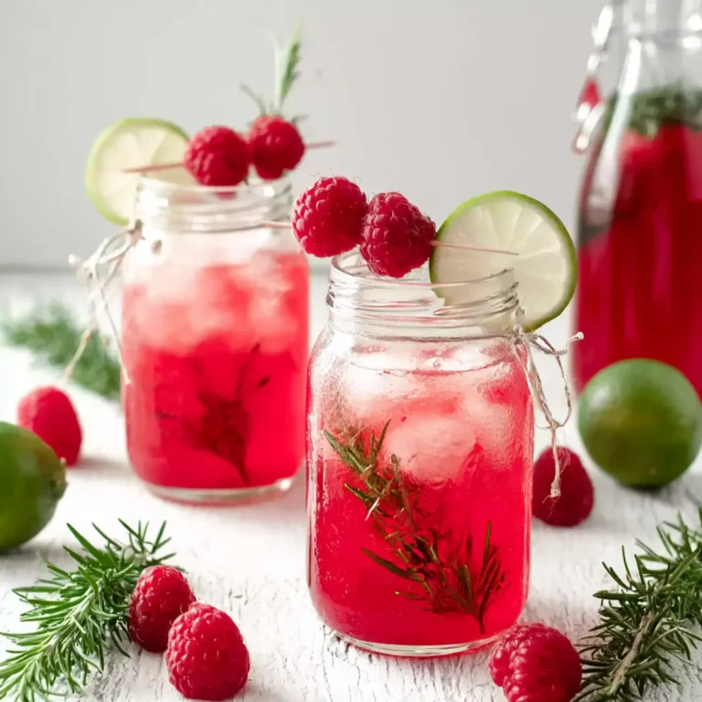Himbeer Limonade mit Rosmarin und Limette