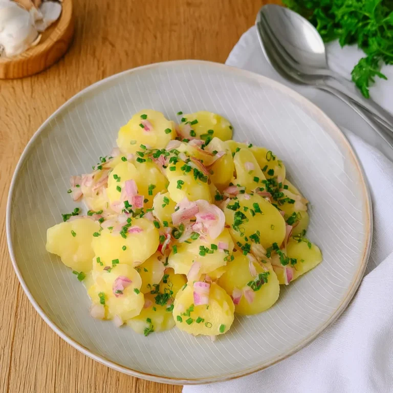 Kartoffelsalat mit Brühe, Essig und Öl