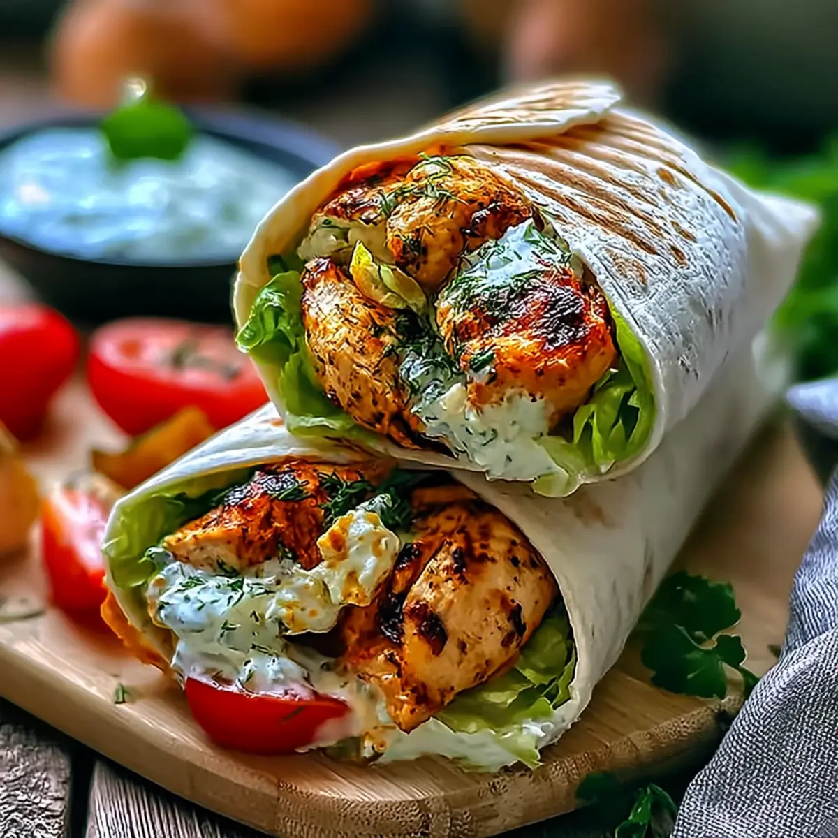 Mediterranes Hähnchen Gyros mit Feta Tzatziki