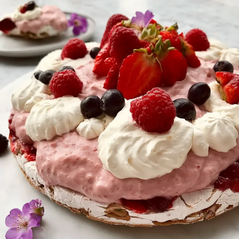 Nusskuchen mit Beerenschaum